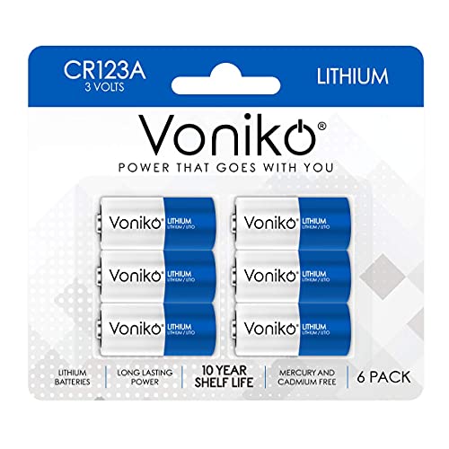 Voniko CR123A Lithium Batteries (6-Pack)  Photo Non-Rechargeable Lithium Battery 3 Volt 123 Battery Lithium 10 Years Shelf Life