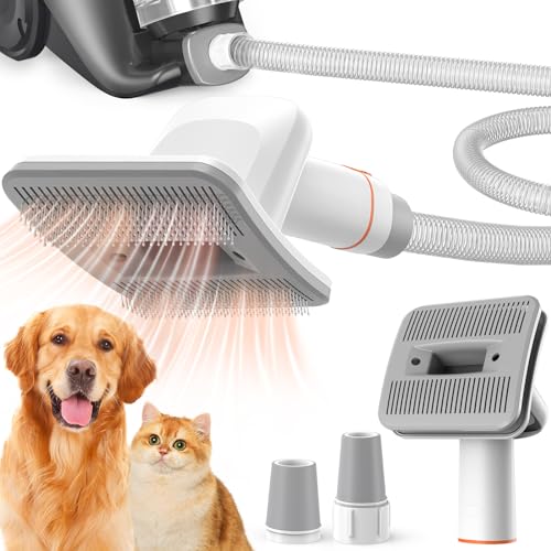 Afloia Dog Brush Vacuum Attachment, Cat Brush, Pet brush Innovative Pet Grooming kit, 1-1.5'' Hoses Diameter Universal Adapter Compatible with Most Round Vacuum Cleaners like Bissell, Eureka etc.