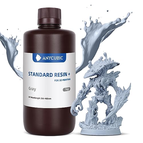 ANYCUBIC Upgraded Standard 3D Printer Resin, 405nm SLA Fast UV-Curing Resin, High Precision & Rapid Photopolymer for 8K Capable LCD/DLP/SLA 3D Printing (Grey, 1000g)