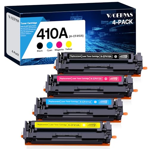 410A Compatible Toner Cartridges Replacement for HP 410X CF410A CF411A CF412A CF413A for Color Pro MFP M477fnw M477fdw M477fdn Pro M452dn M452nw M452dw Printer (Black, Cyan, Magenta, Yellow, 4 Pack)