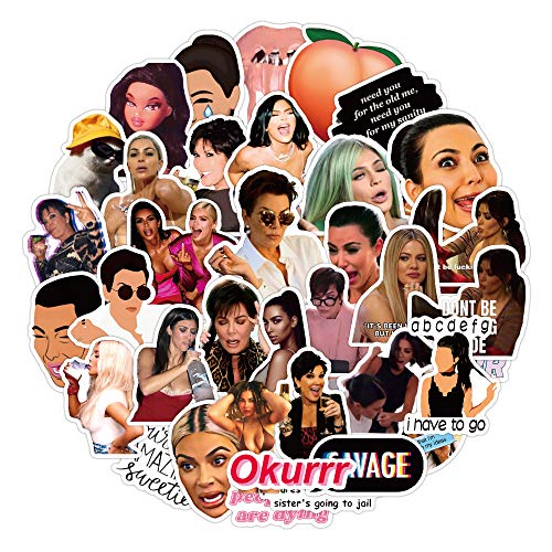 50pcs Kardashian Stickers|Vinyl Waterproof Stickers for Laptop,Car BumperLuggage,Skateboard,Water Bottles,Computer,Phone, Kids Teens Adults for Stickers (Green-A)