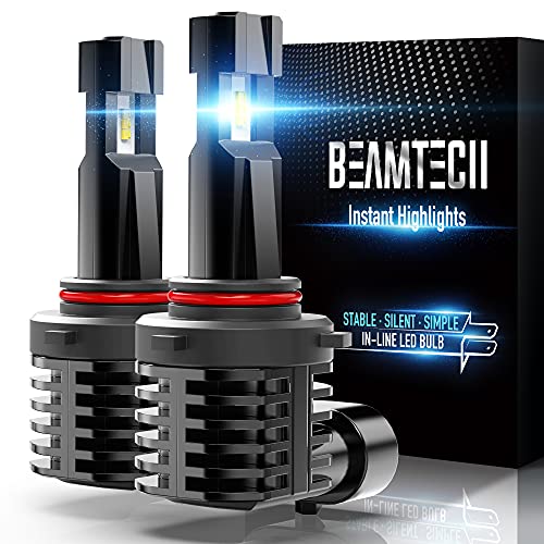BEAMTECH 9005 LED Bulbs, Fanless in Line HB3 6500K 12000LM 60W Xenon White Halogen Replacement of 2