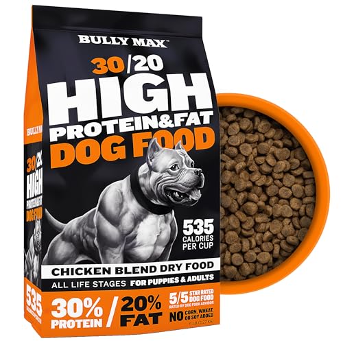 Bully Max High Performance Super Premium Dry Dog Food for All Ages - High Protein Puppy Food for Small & Large Breed Puppies and Adult Dogs (535 Calories Per Cup for Muscle & Weight Gain), 5 lb. Bag
