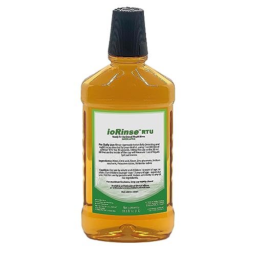 ioRinse Ready-to-Use (RTU) Mouthwash for Fresher Breath, Halitosis Relief, Alcohol-Free, Fluoride-Free and a Professional Clean, Original ioRinse RTU Mouth Wash, Zero Alcohol - Green Apple Flavor, 1L