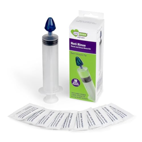 Ezy Dose Sinus and Allergy Relief Syringe | Nose Rinse for Home or Travel | Includes 10 Saline Packets