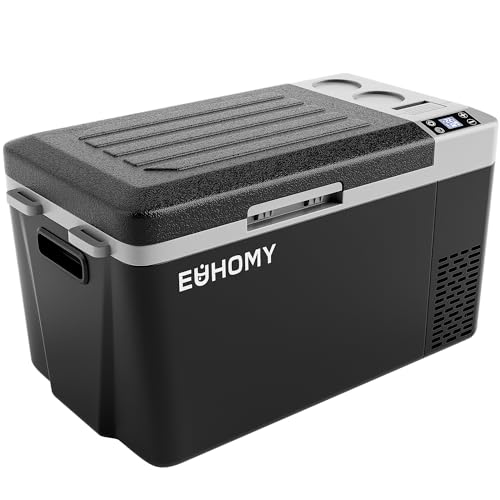 EUHOMY 12 Volt Refrigerator, 24QT(23Liter) Portable Freezer Fridge, Car refrigerator with 12/24V DC & 110-240V AC, Electric Compressor Cooler for Camping, Travel, RV, Truck, Outdoor or Home use.