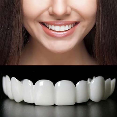 Hannahcos Snap on Teeth Veneers Fake Teeth Smile Braces Cover The Imperfect Teeth for Make White Tooth Beautiful Neatr for Snap On Instant and Confidence Smile(2 Upper and 2 Lower)