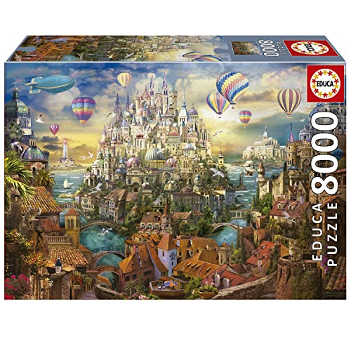 Educa - Dreamtown - 8000 Piece Jigsaw Puzzle - Puzzle Glue Included - Completed Image Measures 75.59"x 53.54" - Ages 14+ (19570)