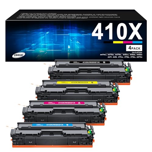 DMGE 410A Toner Cartridge 410X - High Yield 4 Pack Replacement for HP 410A 410X Compatible with HP Color Laserj Pro MFP M477fnw Toner, M477fdw Toner M452dn, Color Laserj Pro M477 M452 Series | CF410X