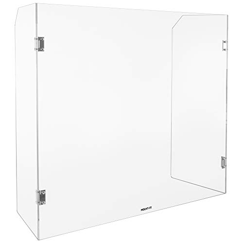 Mount-It! Acrylic Protective Sneeze Guard 27.6" x 19.7" x 25.6" | Foldable Clear Plexiglass Personal Protection Shield and Partition | Three Size Coverage