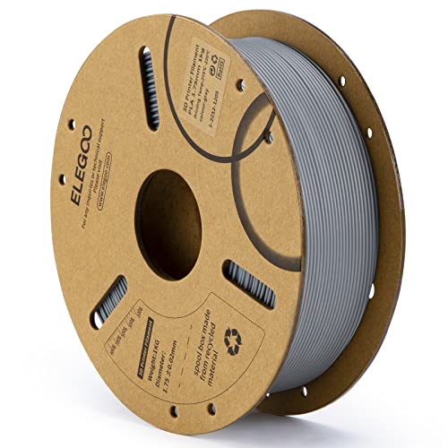 ELEGOO PLA Filament 1.75mm Gray 1KG, 3D Printer Filament Dimensional Accuracy +/- 0.02mm, 1kg Cardboard Spool(2.2lbs) 3D Printing Filament Fits for Most FDM 3D Printers