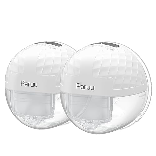 Paruu P10 Hands-Free Breast Pump Wearable, 338mmHg Strong Suction, Low Noise, 4 Modes & 9 Levels, Electric Breast Pump Portable, Smart Display, 19/21/24/28mm Insert/Flange, 2 Pack (White)
