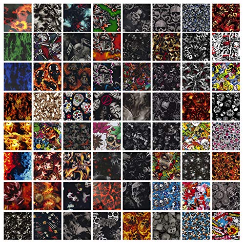 Hydrographics Film Skulls&Flamme Water Transfer Printing 5 Packs Of Amazing Random Water Transfer Film (5 Rolls X3.3FT) WTP Film