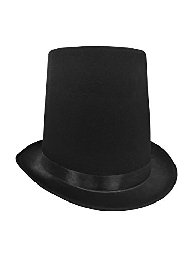 Nicky Bigs Novelties Adult Black Felt 8 Inch Tall Top Hat - Abe Lincoln Hat Cosplay Magician Vampire Hats - Halloween Christmas Costume Accessory, Black, One Size