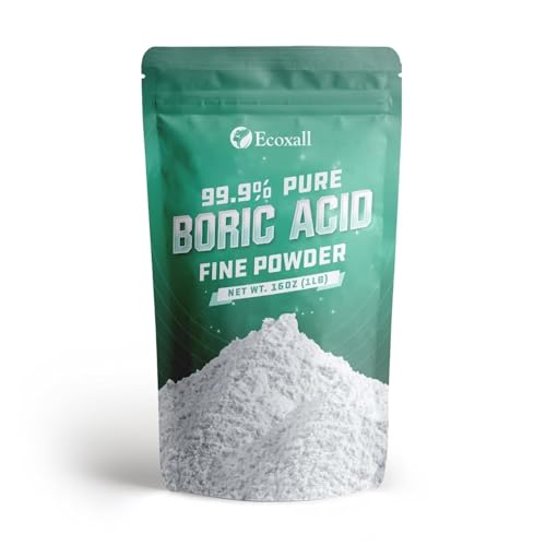 Ecoxall Boric Acid Fine Powder - 1 Pound - 99.9% Pure Fine Powder - Highly Effective Multipurpose Cleaner - Used as a Kitchen Cleaner, Laundry Stain Remover and Deodorizer - Industrial Grade Strength