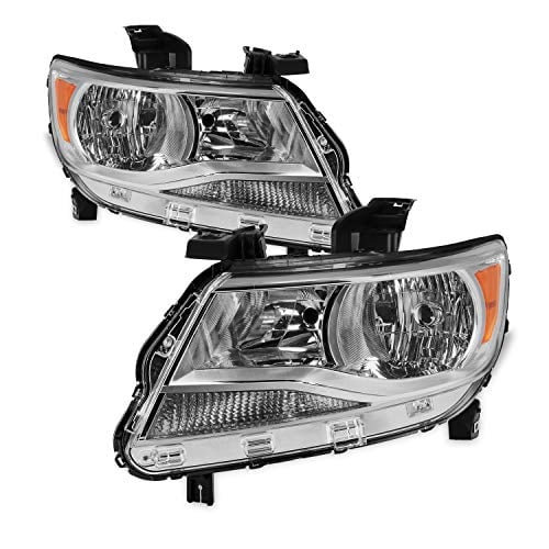 AKKON - Fits 2015-2022 Chevy Colorado Halogen Type Headlights Driver Left+Passenger Right Pair Chrome Clear Headlamp