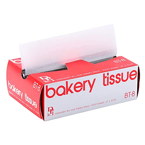 Durable Packaging BT-8 Interfolded Dry Wax Bakery Tissue Sheets | 8" x 10 3/4" | 1000 Sheets