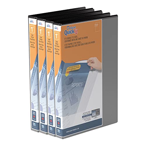 QuickFit Portrait 3 Ring Legal Binder, Angle D-Ring Binder with Clear-View Cover, 14" x 8 1/2" x 1", Pack of 4, Black