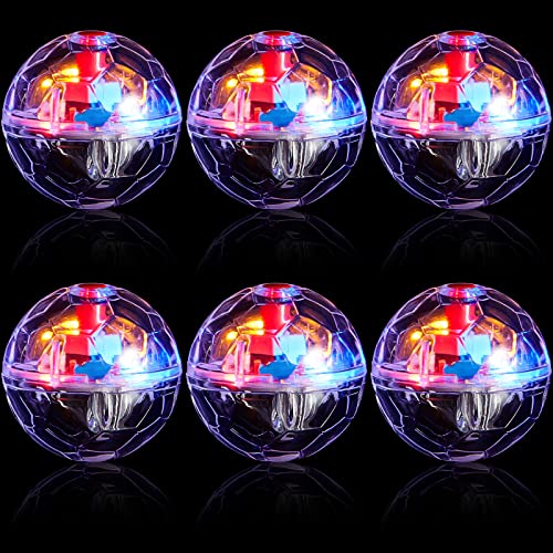 Sratte 6 Pieces Ghost Hunting Cat Ball Activated Cat Toy Ball Motion LED Light Cat Balls Motion Cat Dog Interactive Toys Pet Glowing Mini Running Exercise Ball Toys for Animals Activity(Clear)