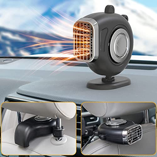 Car Heater,Fast Heater Defroster, 150W 12V Windshield De-Icers, Plug in Automobile Windscreen Fan with Suction Holder for All Cars Portable Electronic Auto (black)