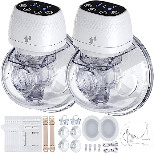 ASAHINA Hands Free Breast Pump S12 Updated,Wearable Breast Pumps of Longest Battery Life & Touch Screen, Double Portable Electric Breast Pump with 3 Modes 9 Levels Suction-19/22/25mm Flange, 2 Pack