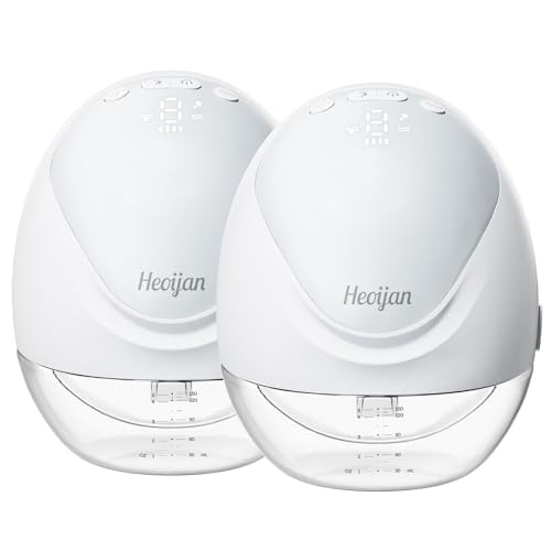 Breast Pump Hands-Free Wearable-Pumps for Breastfeeding - Heoijan Double Wireless Breast Pump of 3 Modes & 9 Levels, All-in-One Lightweight Hidden Breast Pump Electric 19/21/25mm Flange, 2 Pack
