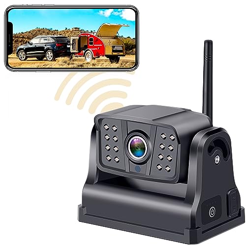 Wireless Backup Camera Magnetic WiFi: Rechargeable Truck Trailer Hitch Rear View Camera HD 1080P Car RV Camper Reverse Cam Night Vision Easy to Use for iPhone Android DoHonest V7