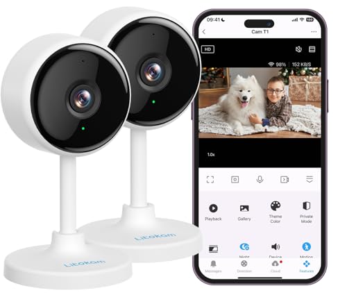 Indoor Camera, litokam Cameras for Home Security with Night Vision, Pet Camera with Phone App, 2K Indoor Security Camera, Motion Detection, 2-Way Audio, WiFi Camera Home Camera Compatible with Alexa