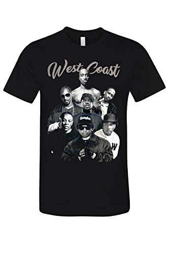 West Coast Lengeds of Hip Hop Urban Vintage Graphic Printed Men's Casual T-Shirt Black Medium
