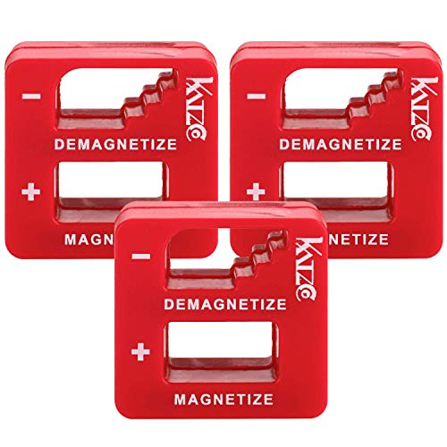 Katzco Red Precision Magnetizer and Demagnetizer - 3 Pack - for Screwdrivers, Screws, Drill Bits, Sockets, Nuts, Bolts, Nails, Drivers, Wrenches, Tweezers, and Other Steel Tools