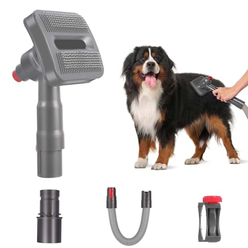 Groom Tool Kit compatible with Dyson Vacuums,Pet Dog Hair Brush Vacuum Attachment for V6/7/8/10/11/15,Vacuum-Assisted Dog Groomer Mess-free Grooming Self-Cleaning,Suitable for Medium-long Hair Dog