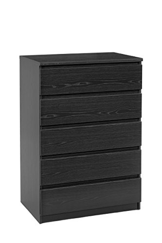 Tvilum Scottsdale 5 Drawer Chest, Black Wood Grain