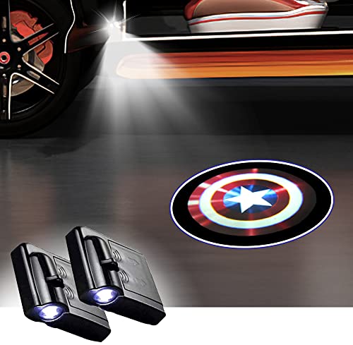 FUNGORGT 2 PCS Car Door Lights Logo Projector Captain American Universal Wireless Car Door Led Projector Lights Car Door Welcome Logo Projector Lights for All Cars/Motorcycle Shadow Laser Projector