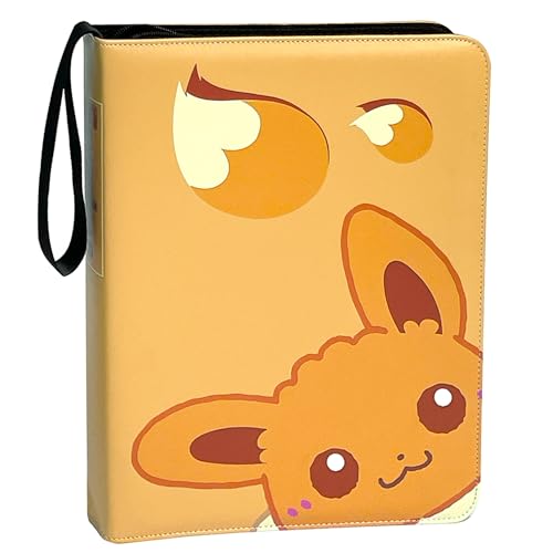 EeveeLab Trading Card Binder 4-Pocket for TCG Cards, 440 Pockets Card Holder with 55 Removable Sleeves Orange