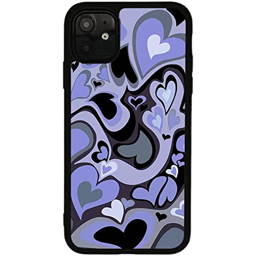 MOKENS Cute Phone Cases Purple Love Heart Cute Phone Case Slim Soft Protective Phone Case Compatible with iPhone 11