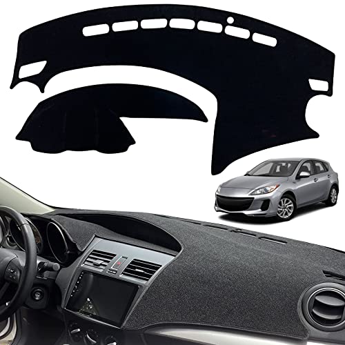 INUBOXES Dashboard Dash Board Cover Mat Pad Carpet Non-Slip Custom Compatible with Mazda 3 2010 2011 2012 2013 Protector Sunshield (Black Trim)