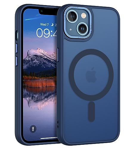 BENTOBEN Magnetic iPhone 13 Case [Compatible with Magsafe] Translucent Matte Phone Case iPhone 13 Slim Thin Magnet Shockproof Women Men Girls Boys Protective Cover Cases for iPhone 13 6.1", Navy Blue