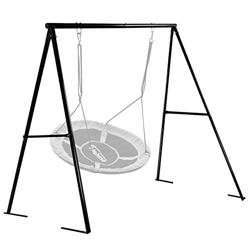 Hishine Swing Stand A Frame for Porch Outdoor 550lbs Heavy Duty 71 Height Full Metal Swing Frame Anti-Rust and All Weather Resistance (Black Stand)