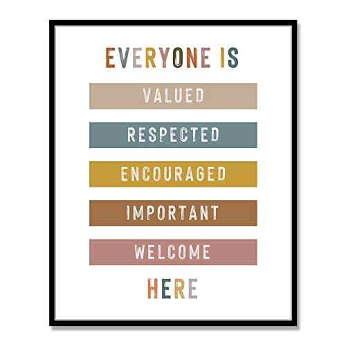 Everyone Is Valued, Classroom Welcome Quote, Boho Classroom Decor, All Are Welcome Here, Rainbow Wall Print, Playroom Decor, Welcome Sign, Unframed (11X14 INCH)