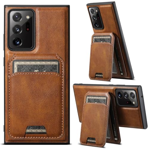 PASNEW for Samsung Galaxy Note 20 Ultra Case,Compatible with Magsafe Card Flip Holder Wallet Leather Durable Shockproof Protection Magnetic Shell,Note20 Ultra 5G Case for Women Men,Brown