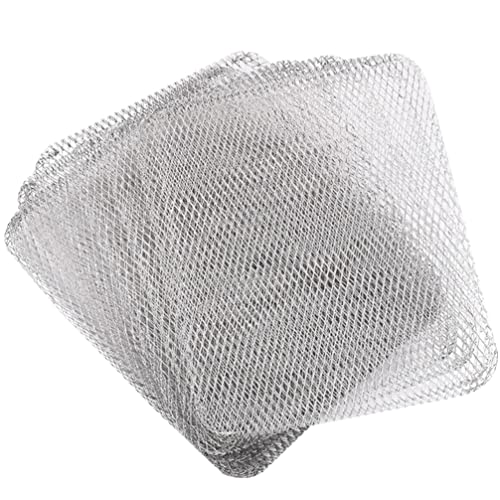 Luxshiny BBQ Grill Mesh Mat: 10Pcs Disposable Aluminum Grill Topper Broiler Net Pans Non-Stick Cooking Grid Grates Pad Baking Tools for Outdoor Camping Barbeque Picnics Backpacking Backyards