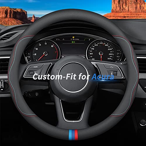 Deer Route Custom-Fit for Acura Steering Wheel Cover, Premium Leather Car Cover with Logo, Non-Slip, Breathable, Accessories (C-Style,for Acura)