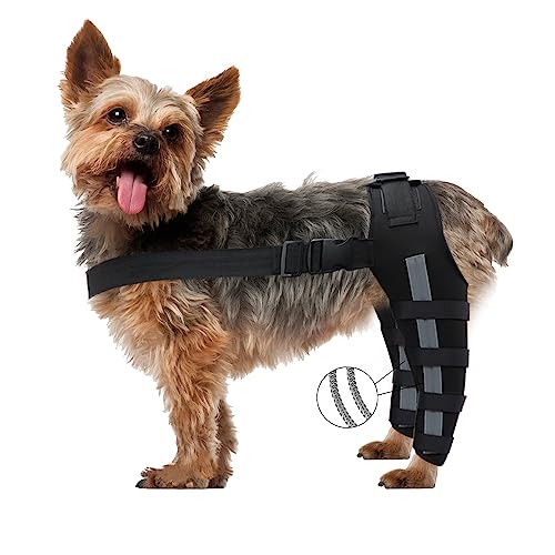 NATUYA Dog Knee Brace for Torn ACL Hind Leg, CCL, Luxating Patella, Dog Leg Braces with Side Stabilizers - Better Recovery and Prevent Licking, Relieves Joint Pain (XS, Black)