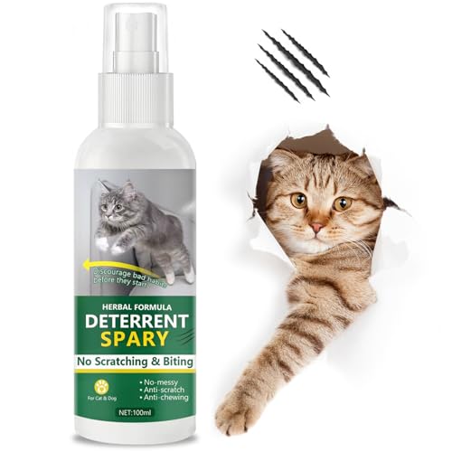 100ML Cat Deterrent Spray Indoor,Extra Strength Cat Deterrent Spray,Furniture Protector & Anti Stracting and Biting Spray,No Chew Spray for Cats-Suitable for Indoor and Outdoor Use