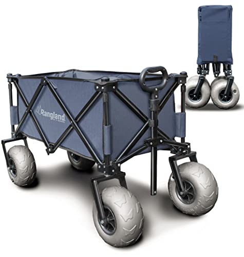 Rangland Beach Wagon with Big Wheels for Sand - All Terrain Steel Frame Utility Cart with 9" Pneumatic Tires, Collapsible Folding Design (Sand Warrior RX800)