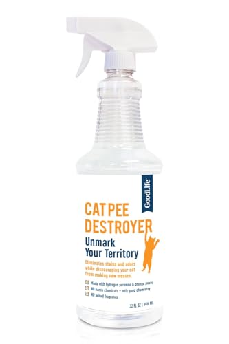 Good Life Solutions Cat Pee Destroyer - Cat Urination Stain & Urine Odor Eliminator for Home - Cat Deodorizer for Litter Box, Carpet, Mattress, Couches, Furniture, & Floors - 32 oz