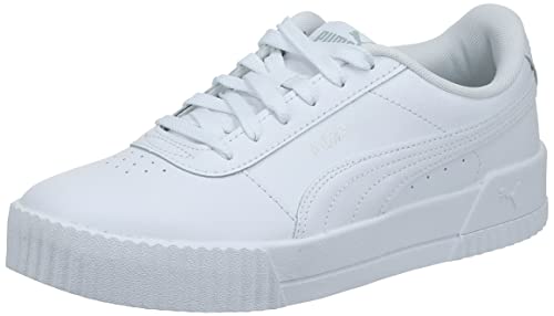 PUMA Women's CARINA L Sneaker, Puma White-Puma White-Puma Silver, 8