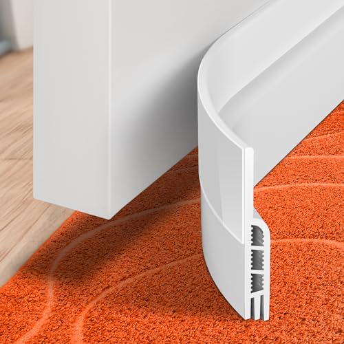 Holikme Door Draft Stopper and Insulator - Weather Stripping Under Door with Strong Adhesive - Noise Stopper and Draft Blocker in White