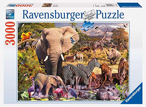 Ravensburger African Animal World 3000 Piece Jigsaw Puzzle for Adults - 17037 - Handcrafted Tooling, Durable Blueboard, Every Piece Fits Together Perfectly