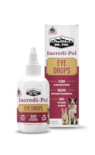 Dr. Pol Incredi-Pol Eye Drops for Dogs, Cats, and All Animals - Dog Eye Drops to Flush and Clean Away Eye Irritants - Gentle Care and Soothing Relief for Eye Discomfort - 3 Fluid Ounces